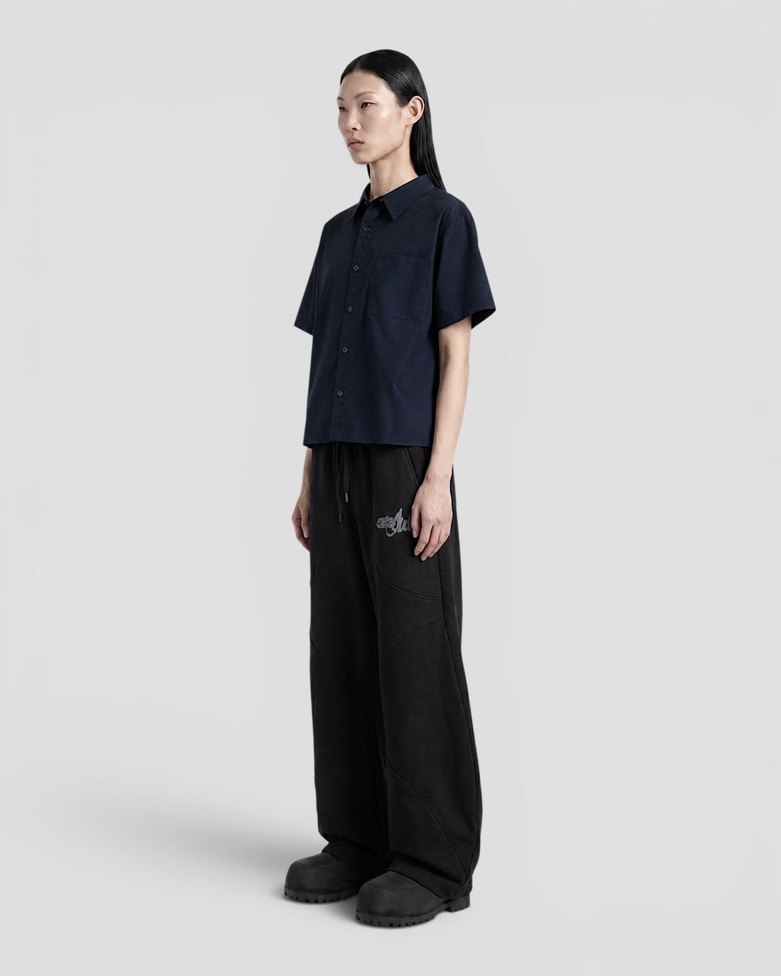 Nate Blank Navy Boxy Shirt