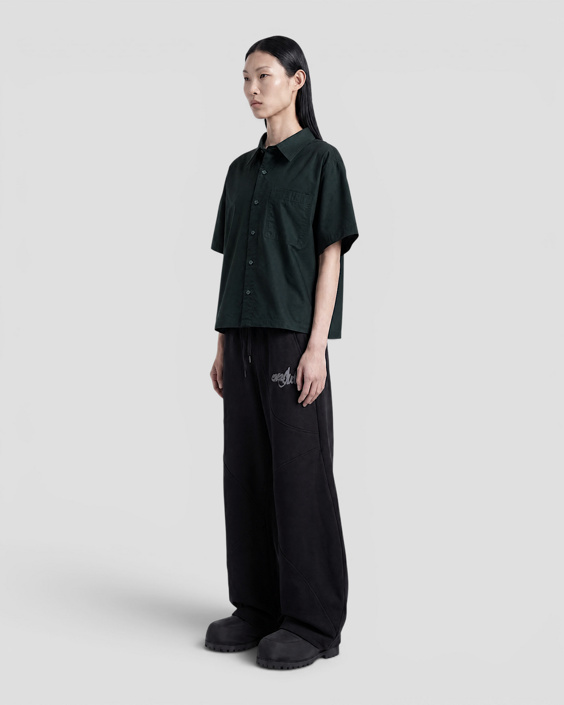Nate Blank Dark Green Boxy Shirt