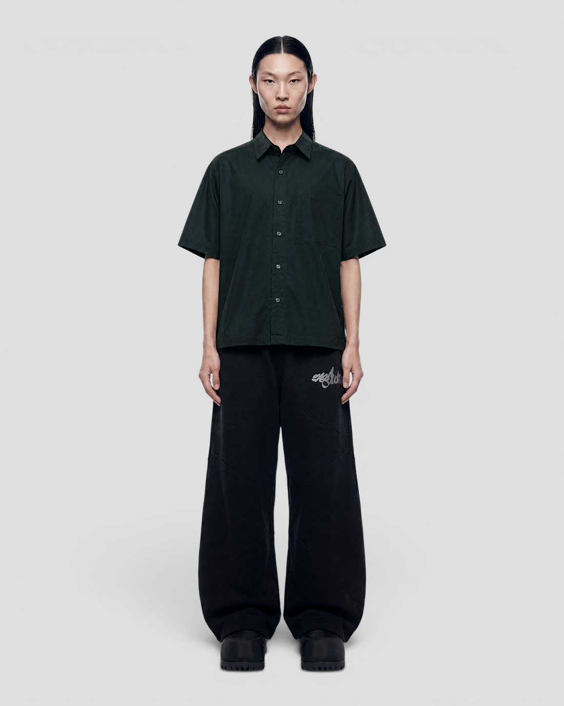 Nate Blank Dark Green Boxy Shirt