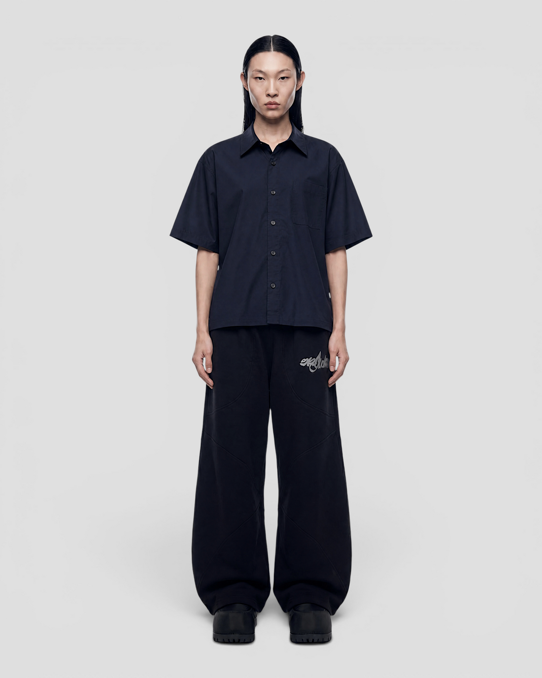 Nate Blank Navy Boxy Shirt