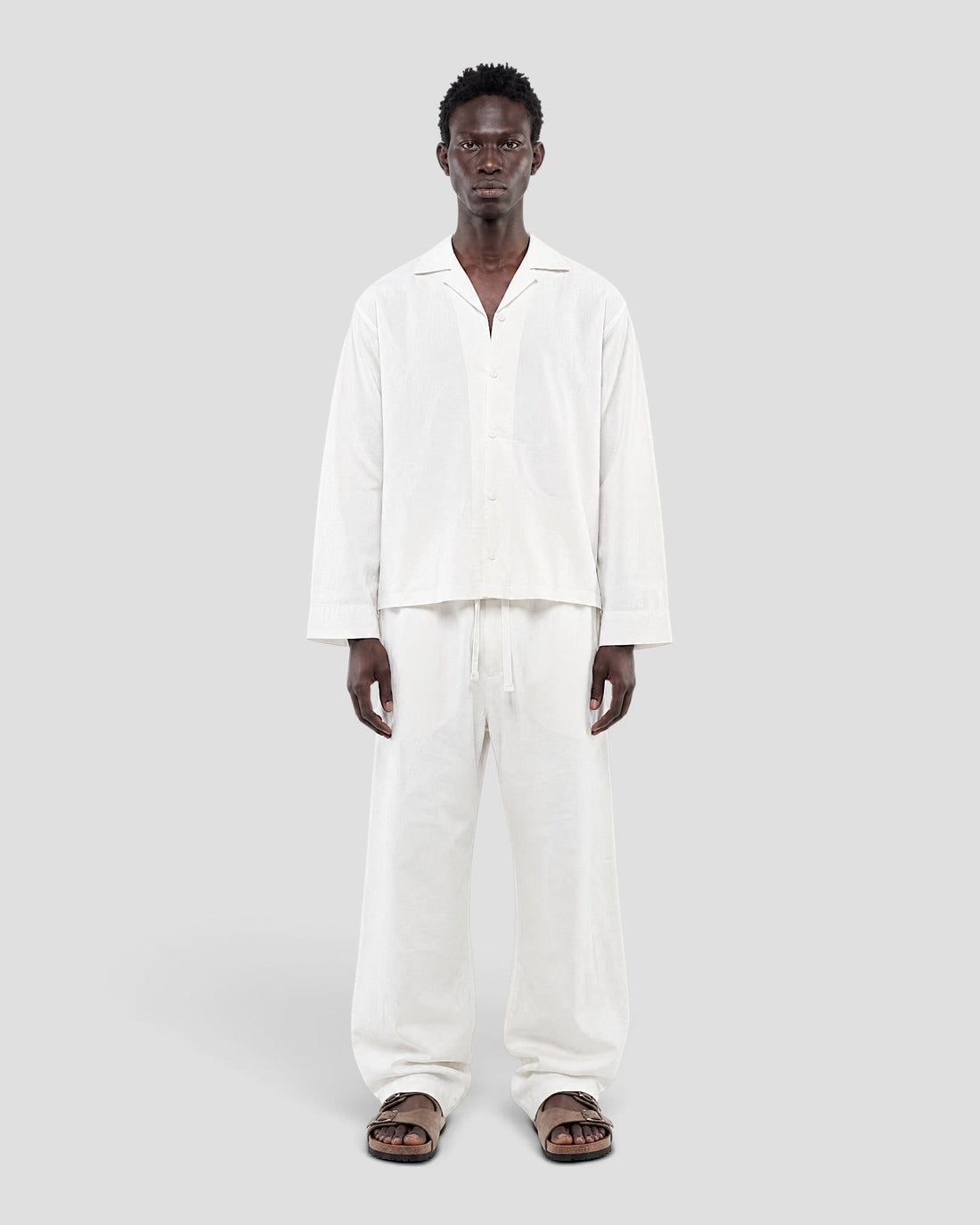 Costa White Blank Linen Long Sleeve Shirt
