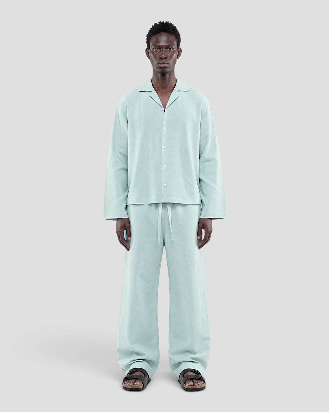 Costa Mint Blank Linen Long Sleeve Shirt