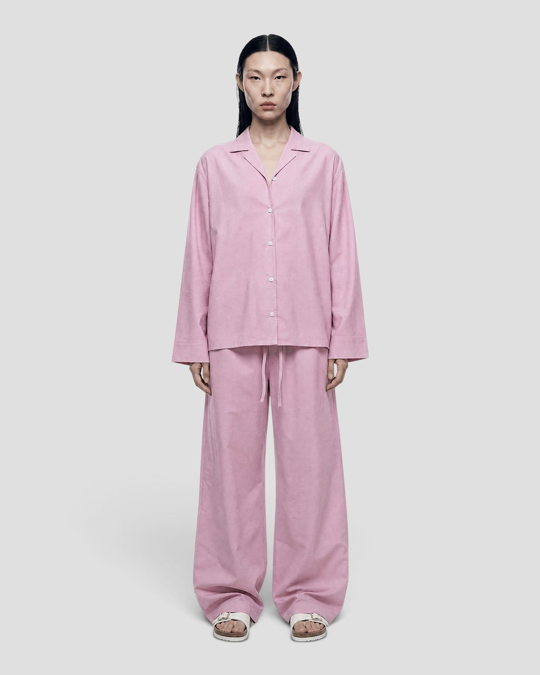 Costa Pink Blank Linen Long Sleeve Shirt