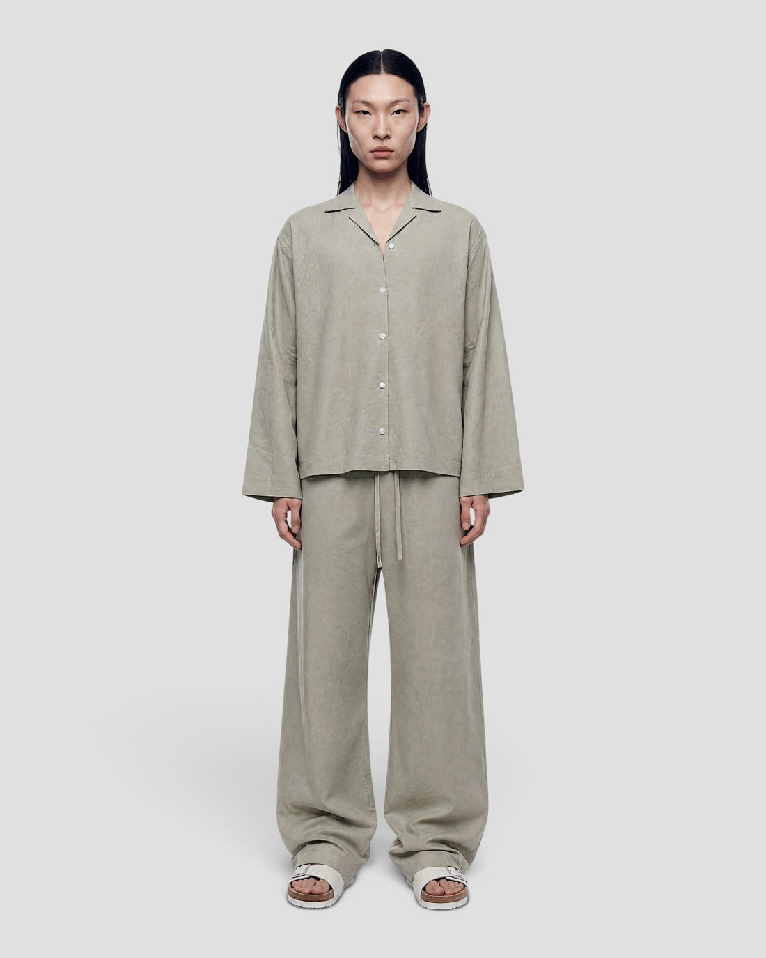 Costa Olive Blank Linen Pants