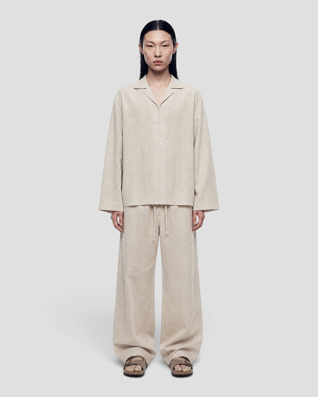 Costa Beige Blank Linen Pants