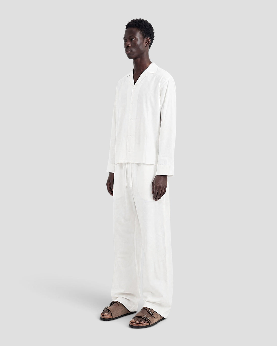Costa White Blank Linen Long Sleeve Shirt