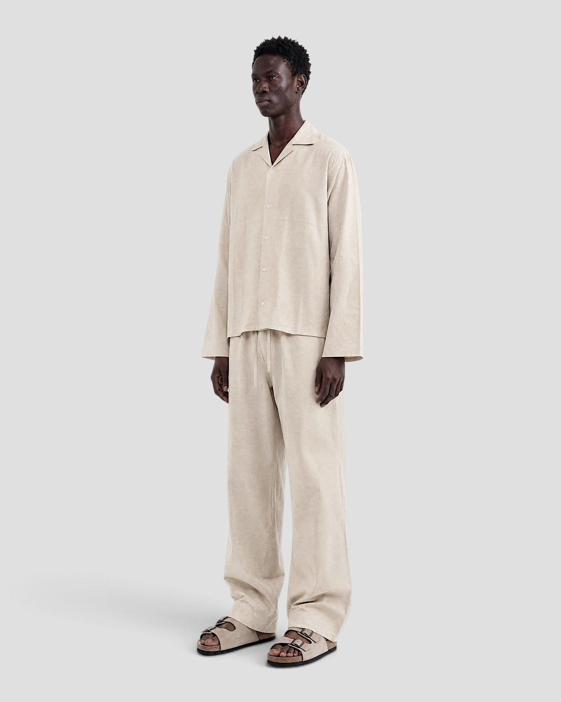 Costa Beige Blank Linen Long Sleeve Shirt