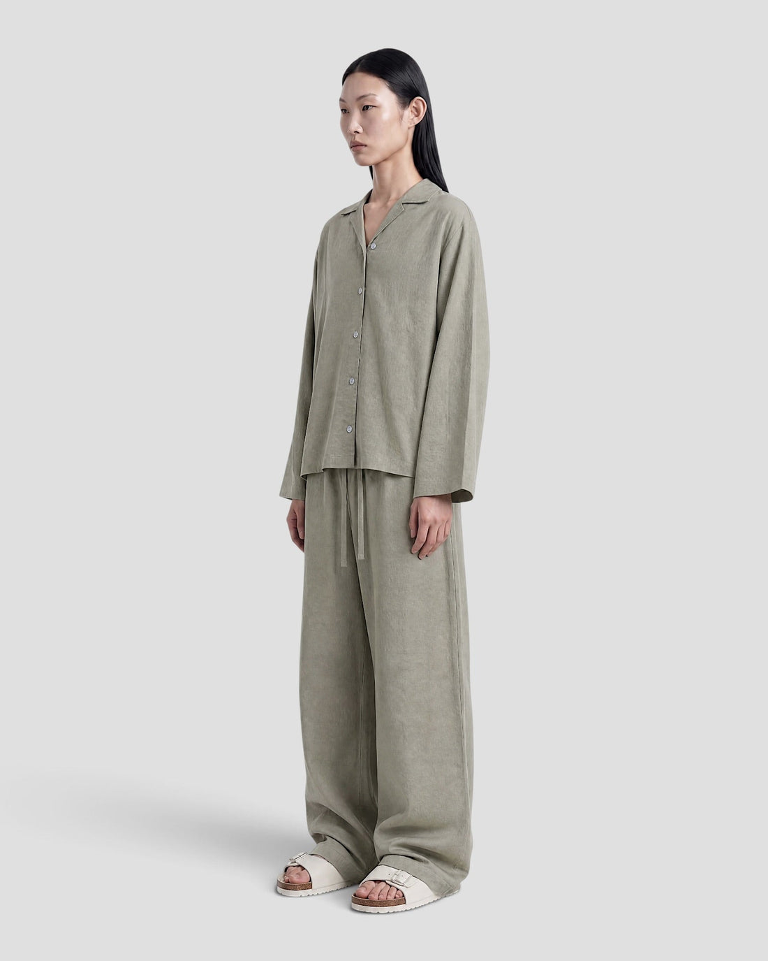 Costa Olive Blank Linen Pants