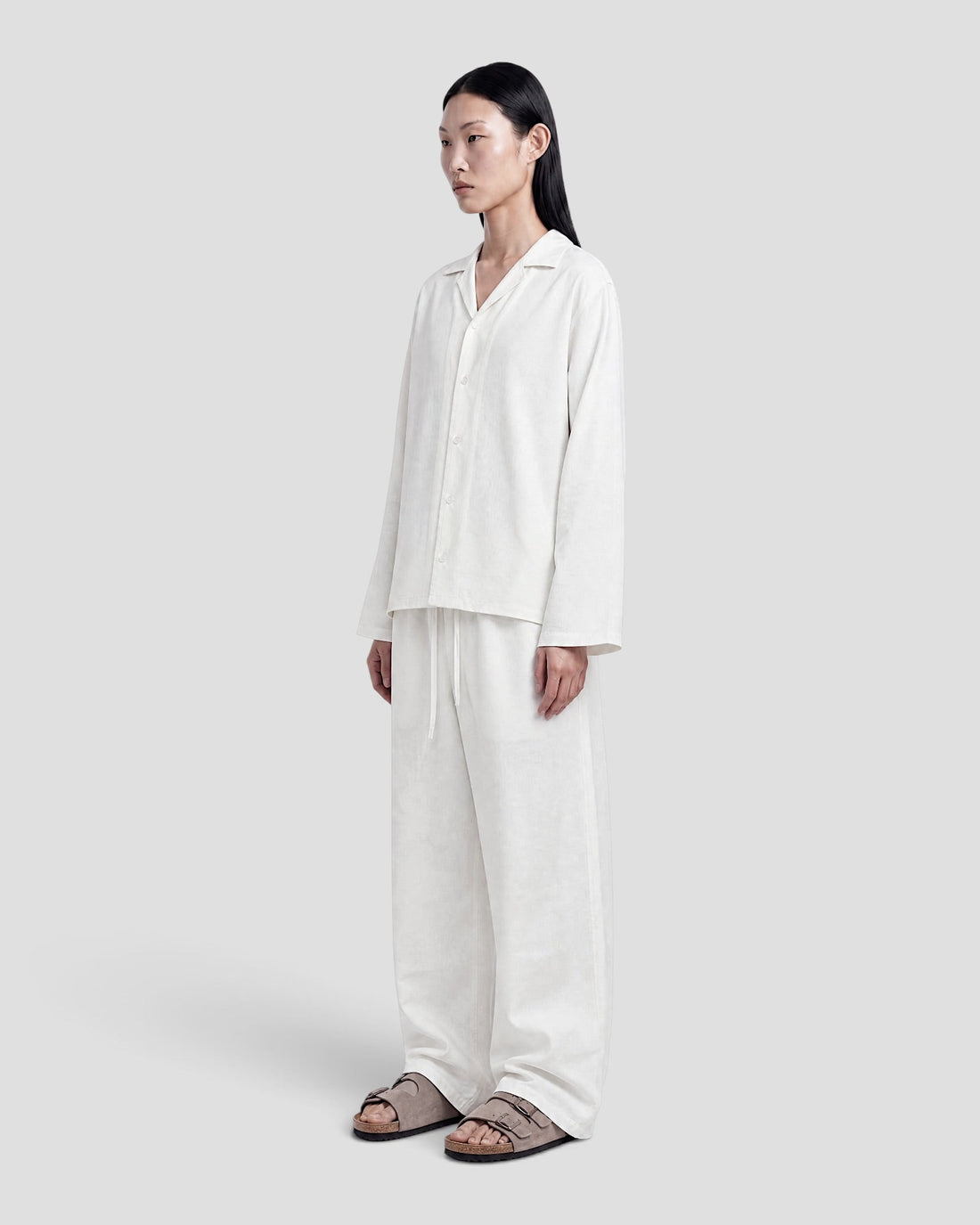 Costa White Blank Linen Long Sleeve Shirt