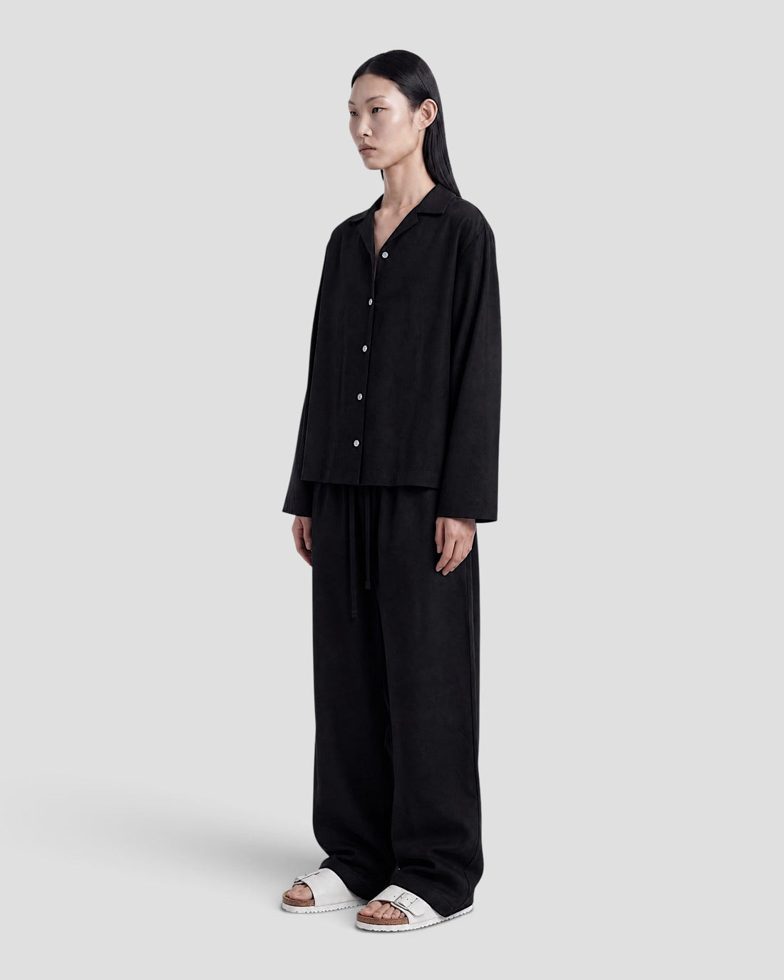 Costa Black Blank Linen Long Sleeve Shirt