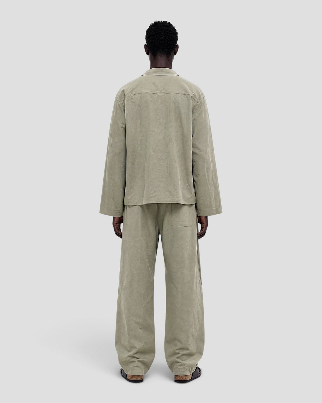 Costa Olive Blank Linen Long Sleeve Shirt