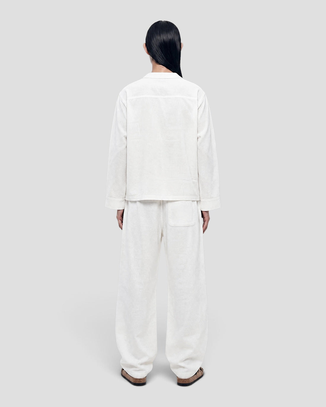 Costa White Blank Linen Long Sleeve Shirt