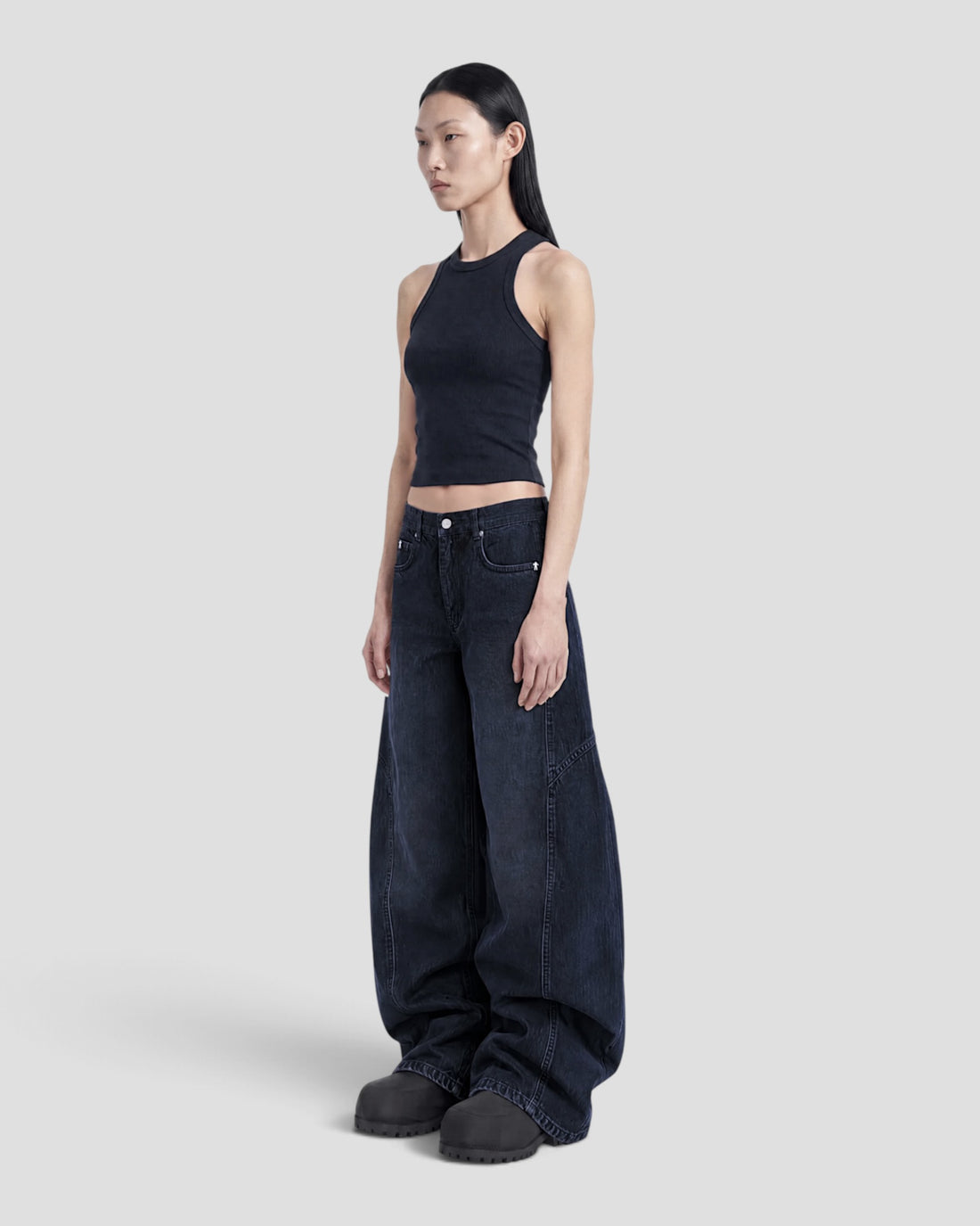 DEMENTE RAW DENIM BARREL CURVED OVERSIZED JEANS